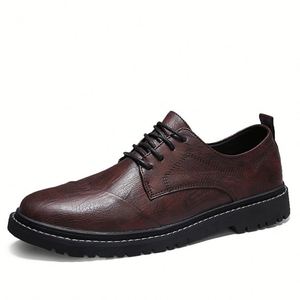 Chaussures habillées en cuir véritable pour hommes, bout rond, à lacets, semelle extérieure en caoutchouc antidérapante, toutes saisons, pour le bureau et les occasions professionnelles - Product Image 2