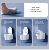 Ensemble WC intelligent et moderne en céramique monobloc avec siphon en P, fonction bidet et distributeur de savon liquide, réservoir encastré mural à chasse lente pour salle de bain