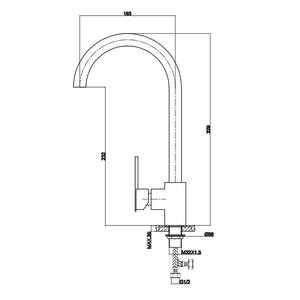 Grifo Mezclador de Cocina Contemporáneo Kamalu K-21650, Latón Cromado, Caño Giratorio, Agua Fría y Caliente, Grifo de Pared para Uso Doméstico - Product Image 5