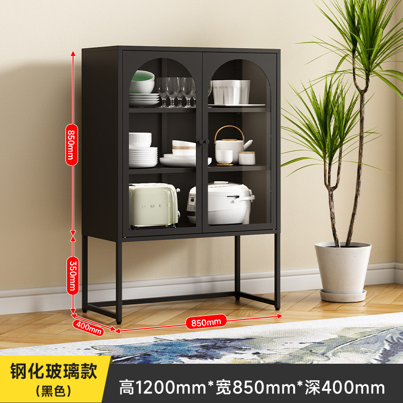 Puerta alta de armario de cristal templado negro