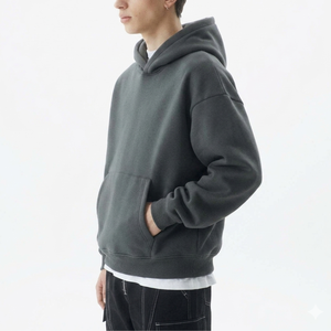 เสื้อฮู้ดดี้โอเวอร์ไซส์ผ้าฝ้ายปักลายพิมพ์นูนคุณภาพสูง หนัก 600 กรัม สำหรับผู้ชาย เหมาะสำหรับฤดูหนาว - Product Image 5