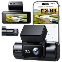 Kamera Dash Ganda 5.8G WiFi 4K Depan dan Belakang 2.5K dengan Kontrol Aplikasi, Perekam Video Mobil dengan GPS, Layar 3.16 inci, Penglihatan Malam, DVR Mobil