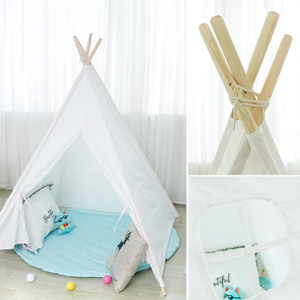 Nouveau design enfants blanc 100% Coton Toile Tissu cadre en bois Jouer Enfants Tente Tipi Tipi - Product Image 1
