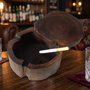 Cendrier rond en bois avec couvercle, design rétro, pour la maison et le bureau - Product Image 4