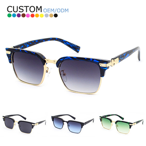 Customized Unisex Square Sunglasses Trendy Metal Temples with UV400 Lenses Fashion Men Sun Glasses - Product Image 1