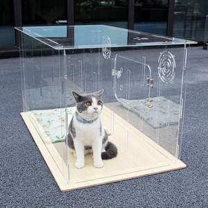 <span class=keywords><strong>Cage</strong></span> de chat en acrylique professionnel stalle d'affichage transparente moderne pour animaux de compagnie pour chats chiens chenil lapins configuration de <span class=keywords><strong>Cage</strong></span> de compétition Portable - Product Image 6
