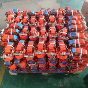 Sangles à cliquet à double crochet en J <span class=keywords><strong>2</strong></span> pouces x 10 m, résistance à la rupture de 5000 kg, sangles de fixation robustes pour le transport de marchandises, les plateformes, les remorques - Product Image 6