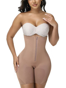 <strong>Strapless</strong> Zip Front Open Crotch <strong>Shapewear</strong> High Compression Tummy Control Butt Lifter <strong>Bodysuit</strong> - Product Image 1