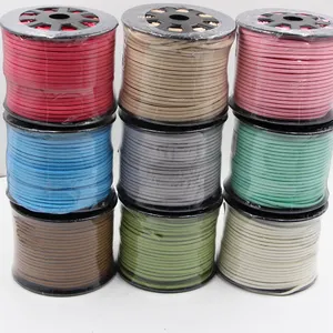 Hàn Quốc 2.6Mm 3Mm Dây Da Phẳng 100 Yards Bán Buôn Đồ Trang Sức Làm Vòng Đeo Tay Vật Liệu Faux Suede Cord