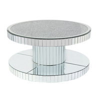 Table Basse de Salon Centrale à Effet Miroir en Verre Trempé, Décor Diamant Évidé
