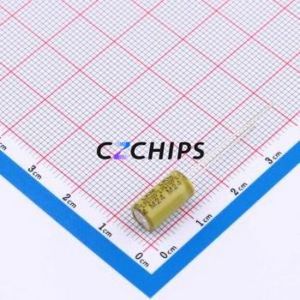 Condensateur électrolytique en aluminium à montage traversant LKMC1101E101MF, composant à montage traversant THT, D6.3xL11mm 100uF 20% 25V 2.5mm - Product Image 2