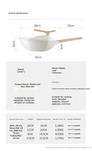 Sartén Wok Antiadherente de 28 cm Maple Leaf, Utensilios de Cocina Ligeros para Inducción con Tapa - Product Image 6