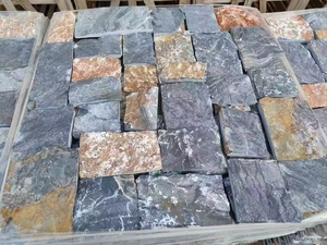 Carreaux d'ardoise en pierre de château rouillée et grise naturelle Revêtement mural aléatoire et rugueux pour sol et mur extérieurs - Product Image 2