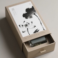 Nuevo Juego de Té de Estilo Chino con Diseño de Loto y Tinta, con Empaque de Papel Kraft Tipo Cajón y Logotipo Personalizable