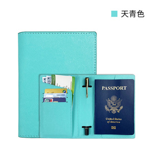 Custodia per passaporto in pelle Saffiano con Logo bianco personalizzato con inserto a penna copertina per passaporto a sublimazione moda - Product Image 5