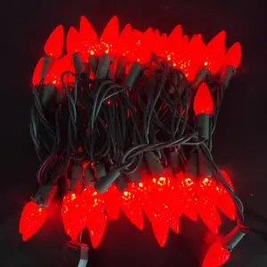 高品質防水120V電源赤色LEDC6電球ストロベリーフェアリーストリングクリスマスライト