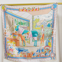 Foulard carré en soie de printemps en gros 90*90cm, motif petit cheval, 18mm, en soie véritable double face, ourlet fait main, pour femmes