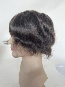 <b>Mens</b> MONO and Lace Natural Wave Human Hair <b>Wigs</b> Male Toupee Piece Hair System for Best Price Good Quality Density 120% #1B20 - Product Image 4