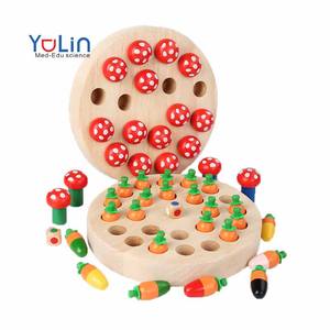 Divertente ravanello di colore del fungo memoria gioco di scacchi tirare ravanello bambini illuminazione in legno educazione precoce giocattoli Puzzle di legno scacchi - Product Image 1