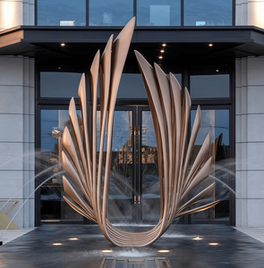 Op maat gemaakte roestvrijstalen vliegtuigsculpturen, grote vierkante buitenornamenten van gespoten metaal, metalen raketdecoraties, fabrikant van metalen sculpturen - Product Image 5