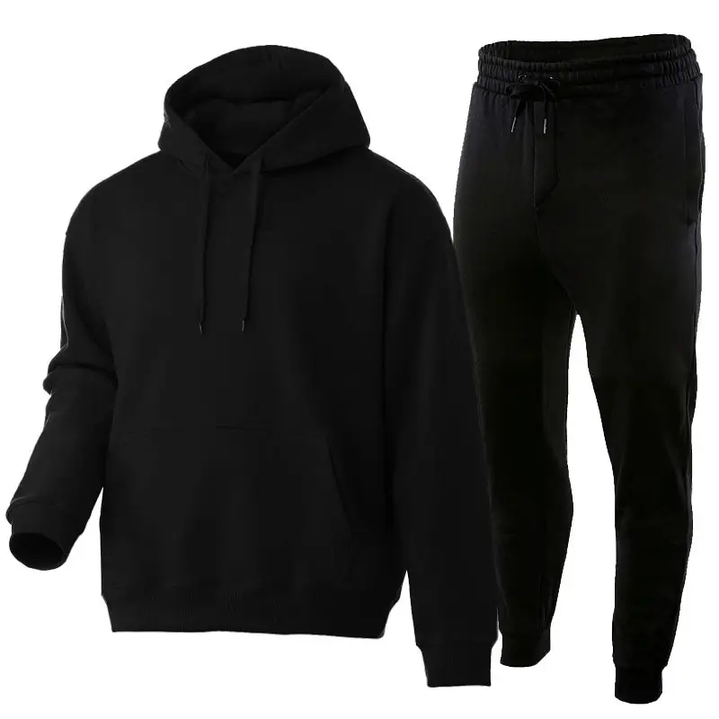 Hot Selling Professional Hoodie Jogger Set Solid Color Mens Two Pieces Outdoor Sports Wear Jogging Suit Design For Cold Weather