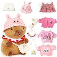 Peluches Capybara Mignonnes de 10 Pouces, Capybara avec 9 Vêtements, Animaux en Peluche Super Doux Personnalisés pour Enfants
