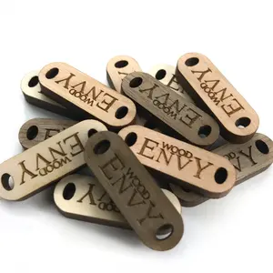 Laser Engraved Button Tags Wood for Knitted and Crocheted Crafts labels
