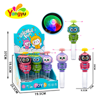 Nouveauté : Boîte de présentation de 12 jouets bonbons en forme de tube robot lumineux à hélice rotative, vente en gros en vrac