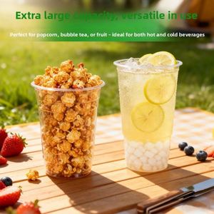 Gobelet Torche 1000ml Grande Capacité Rond en Plastique PP Jetable avec Couvercle pour Jus, Popcorn et Thé au Lait, Logo Personnalisé - Product Image 3