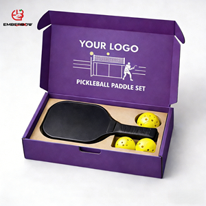 EmberBow Eco-Friendly Recyclable Kraft Corrugated Pickleball Paddle Gift <b>Box</b> with Custom Logo Airplane Closure Reusable Design - Product Image 1