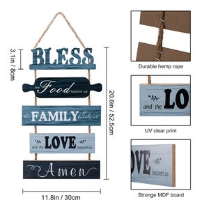 Bless the Food Before Us Sign Farmhouse Kitchen Decoración de pared personalizada Rústico Comedor Arte de la pared Decoración Vintage Colgando Letreros de madera - Product Image 2