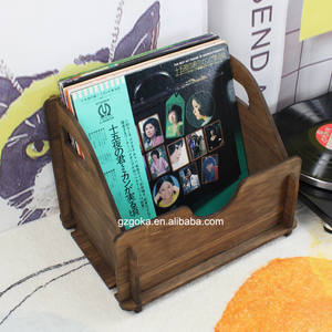 Boîte de rangement pour disques <span class=keywords><strong>vintage</strong></span>, auto-assemblage et démontage, plateau tournant en bois naturel, disques vinyles, albums, support de stockage - Product Image 3