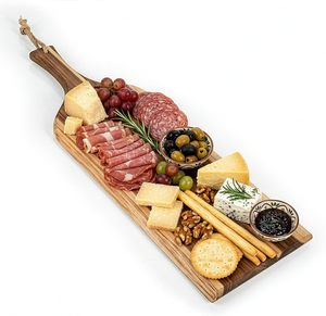 Tagliere in <span class=keywords><strong>Legno</strong></span> <span class=keywords><strong>di</strong></span> Acacia con Bordo Naturale, Tagliere in <span class=keywords><strong>Legno</strong></span> con Manico, Vassoio Multiuso per Servire - Product Image 1
