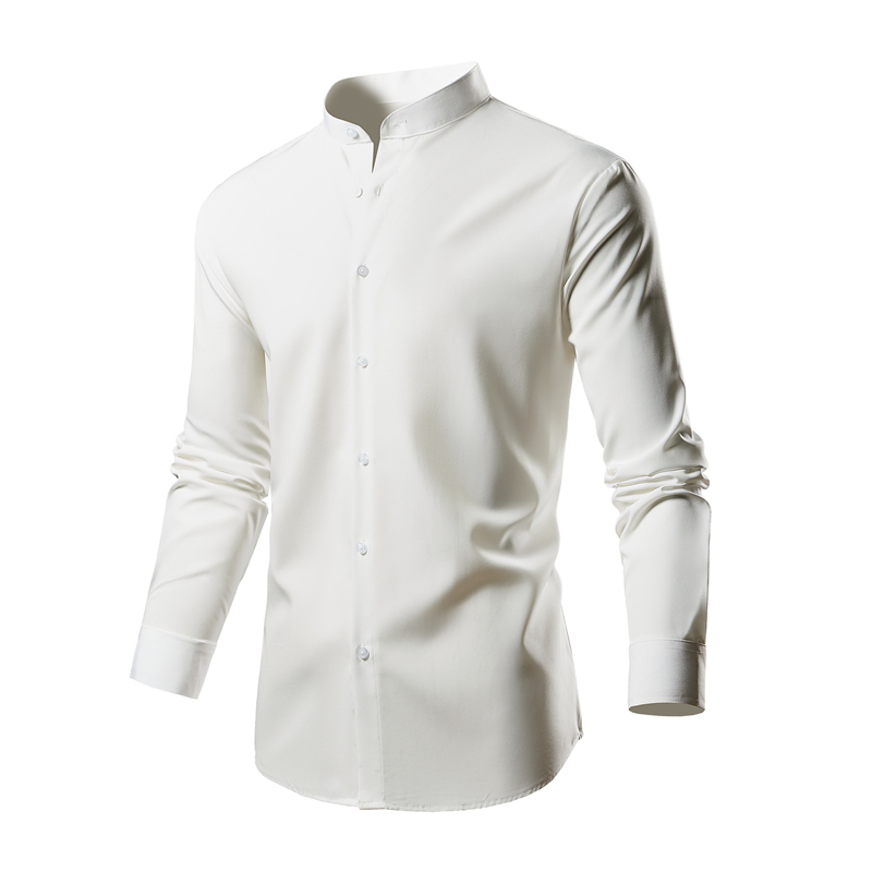 mens polyester and spandex dress shirts Traveler Stretch Dress Shirt in White M / Semi Tall / White