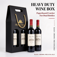 Boîte en carton ondulé personnalisée, boîte cadeau pour 2 bouteilles de vin, boîte d'emballage de vin en papier de luxe pour vin haut de gamme