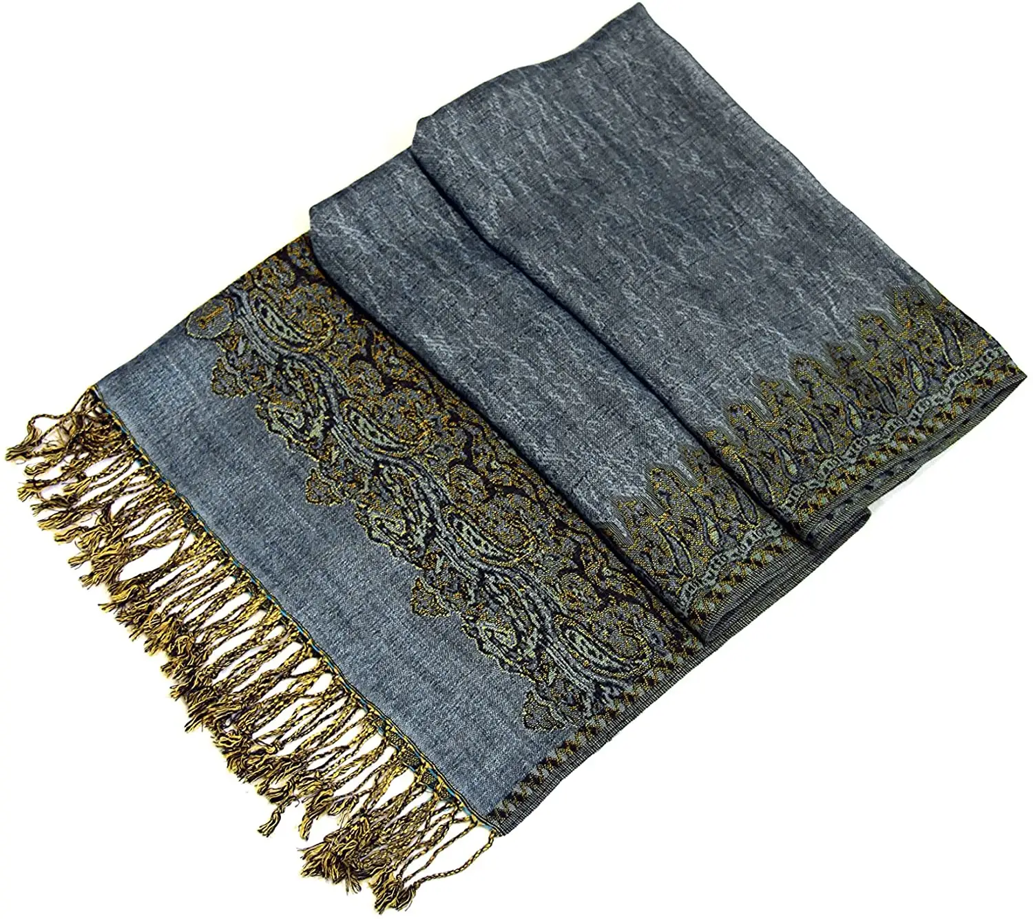 Layered Reversible Woven Pashmina Shawl Scarf Wrap Stole Cashmere for women