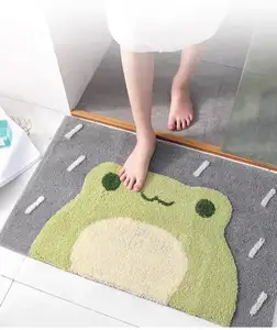 Best Selling Supplier Cartoon Cute Rain Frog Design Microfiber Bath Rug Anti Slip Bath Mat