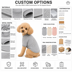 Camiseta para perro de manga corta con cuello redondo y pedrería curvada, ropa de alta moda para mascotas, top suave y elástico. - Product Image 2
