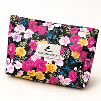 Tas Kosmetik Kertas Kraft Floral yang Dapat Dicuci, Kapasitas Besar, Kantong Makeup dengan Ritsleting, Organizer Perlengkapan Mandi untuk Perjalanan Wanita