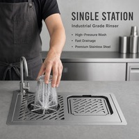 Rinse-verre automatique en acier inoxydable 304 pour évier de cuisine, lave-tasses et bouteilles haute pression, rinse-carafe pour bar et café