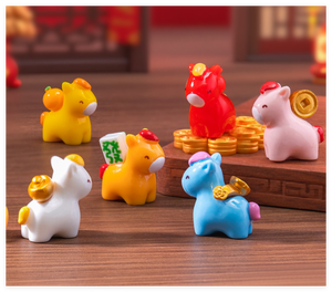 Linda resina 2026 Año Nuevo <span class=keywords><strong>Lunar</strong></span> caballo pastel Topper juguetes Navidad sorpresa animales pequeñas figuras para decorar jardines bolsas ciegas - Product Image 5