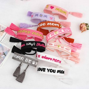 10 pz festa della mamma ricamo braccialetto <span class=keywords><strong>ti</strong></span> amo mamma per sempre mia madre Super mamma braccialetto gioielli regali per Mama nappa braccialetto - Product Image 2
