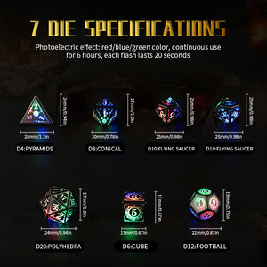 Tamiz de copos de nieve LED, mazmorras y dragones multifacéticos coloridos, juego de mesa de dados DND, dados de grupo para correr, juego multifacético de 7 piezas - Product Image 2