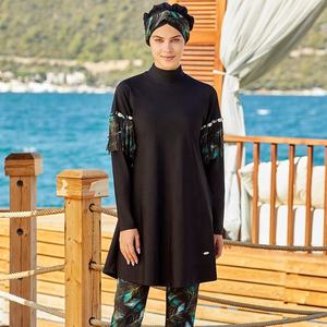 ชุดว่ายน้ำมุสลิมลายใบเมเปิ้ล <span class=keywords><strong>8</strong></span> แบบ 3 ชิ้น/ชุด ฮิญาบ + เสื้อ + กางเกงหลวม บุรกินี ชุดว่ายน้ำสำหรับผู้หญิงมุสลิม - Product Image 2