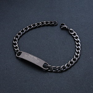 Pulsera de Barra con Eslabones Cubanos de Acero Inoxidable Personalizada |   Mensaje grabado para mi hijo y para mi padre |   Regalo de Cumpleaños y Día del Padre - Product Image 2