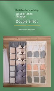 Double-Sided Fabric Hanging Wardrobe Organizer Home Student Dormitory Set with Underwear Storage <b>Bags</b> for Clothes Storage - Product Image 5