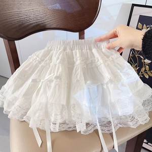Tongxingyuan Girls White Cotton Lace Cake Skirt A-Line Solid Color Childrens Summer Short Skirt - Product Image 2