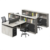 Ensemble de chaises de bureau au design minimaliste et moderne, 4/6 postes de travail avec bureaux en L compartimentés, en bois, pour le bureau