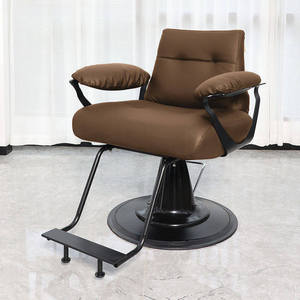 Fauteuil de barbier hydraulique noir moderne avec revêtement en cuir PU, pivotant à 360 degrés et base ronde, pour usage commercial en salon de coiffure - Product Image 3