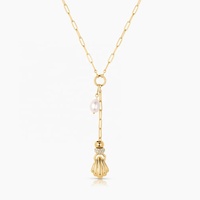 Collier Y en laiton plaqué or 14K/18K avec pendentif coquillage et perle, bijou de luxe tendance, nouvelle collection LYBURCHI